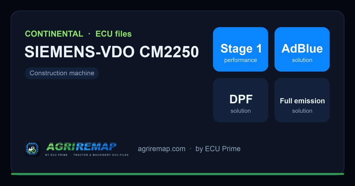 Available solutions for the CONTINENTAL SIEMENS-VDO CM2250 ECU family: Stage 1 Remap, DPF Delete, AdBlue / SCR Delete