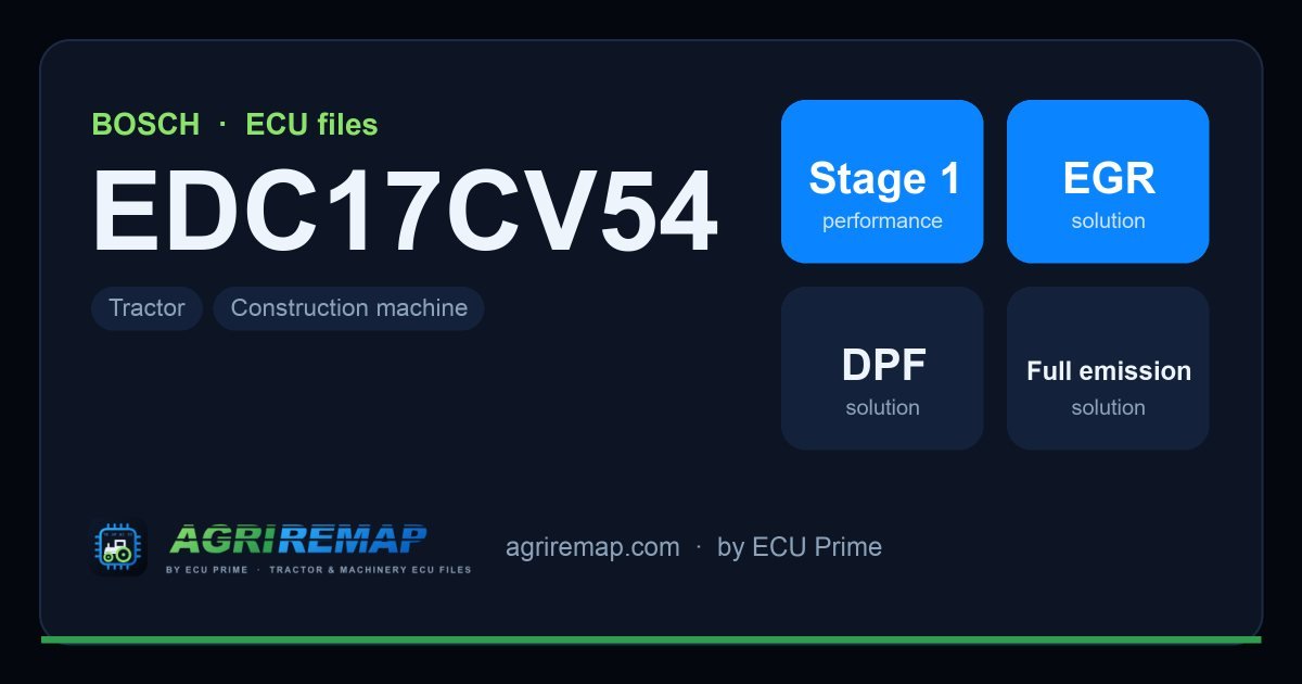 BOSCH EDC17CV54 ECU ailesi için mevcut çözümler: Stage 1 Yazılım, DPF İptali, EGR İptali