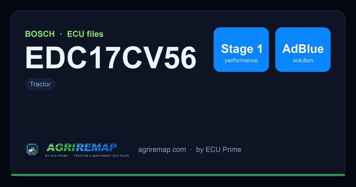 Available solutions for the BOSCH EDC17CV56 ECU family: Stage 1 Remap, AdBlue / SCR Delete