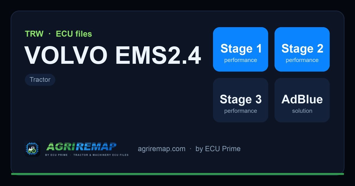 Available solutions for the TRW VOLVO EMS2.4 ECU family: Stage 1 Remap, AdBlue / SCR Delete