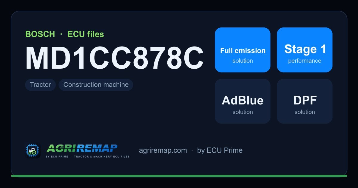 Solutions disponibles pour la famille d'ECU BOSCH MD1CC878C : Suppression FAP (DPF), Suppression EGR, Reprogrammation Stage 1, Suppression AdBlue / SCR
