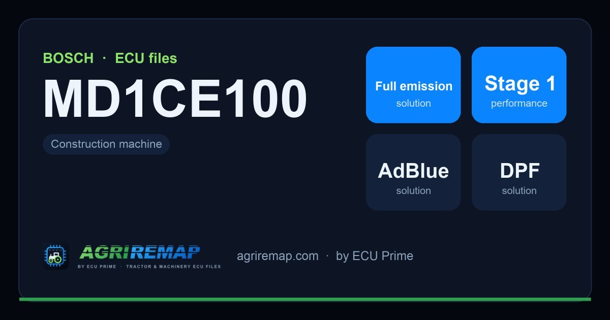 Verfügbare Lösungen für die ECU-Familie BOSCH MD1CE100: DPF-Deaktivierung, Stage 1 Chiptuning, AdBlue-/SCR-Deaktivierung, AGR-Deaktivierung