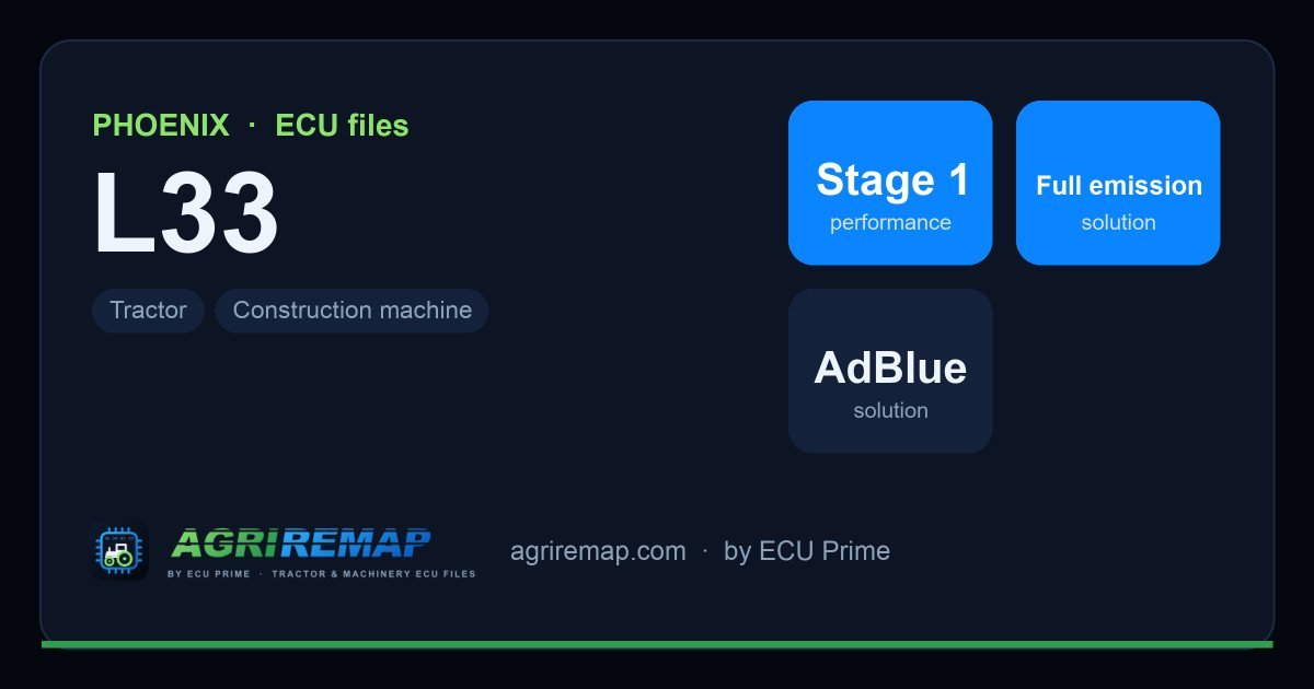 Available solutions for the PHOENIX L33 ECU family: Stage 1 Remap, DPF Delete, AdBlue / SCR Delete